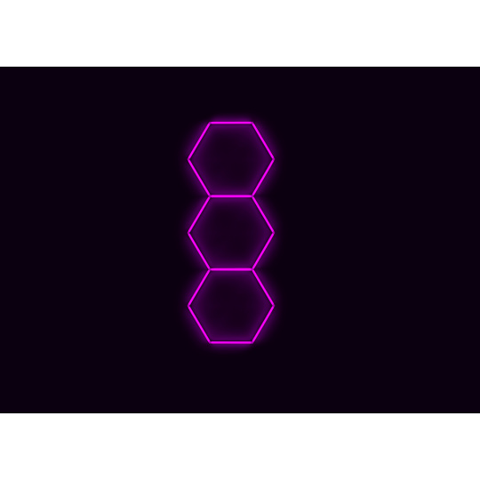 Kompletní LED hexagonové svítidlo růžové, rozměr: 3 elementy 97 x 246 cm