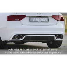 Rieger vložka zadního nárazníku pro Audi A5 B8, B81 kabriolet, kupé po faceliftu, plast ABS s povrchovou úpravou Carbon-Look, S-Line, pro oválné výfukové deflektory na obou stranách 185x120 mm Rieger vložka zadního nárazníku pro Audi A5 B8, B81 kabriolet, kupé po faceliftu, plast ABS s povrchovou úpravou Carbon-Look, S-Line, pro oválné výfukové deflektory na obou stranách 185x120 mm