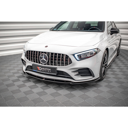 Maxton Design spoiler pod přední nárazník ver.5 pro Mercedes třída A W177 AMG-Line, černý lesklý plast ABS