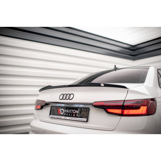 Maxton Design prodloužení spoileru pro Audi A4 B9 FL, černý lesklý plast ABS