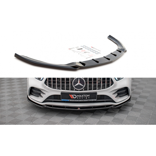 Maxton Design spoiler pod přední nárazník ver.5 pro Mercedes třída A W177 AMG-Line, černý lesklý plast ABS