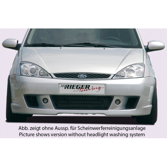 Rieger přední nárazník pro Ford Focus 1 3-dvéř., 5-dvéř., plast ABS bez povrchové úpravy, s žebrováním, pro vozy s ostřikovači světlometů