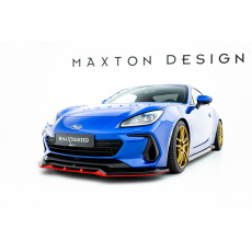 Maxton Design spoiler pod přední nárazník ver.2 pro Subaru BRZ Mk2, černý lesklý plast ABS, s červenou spodní částí