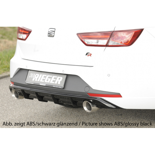 Rieger vložka zadního nárazníku pro Seat Leon FR 5F 5-dvéř. (ST/Combi) před faceliftem, plast ABS bez povrchové úpravy, pro sportovní koncovky na obou stranách 100 mm Rieger vložka zadního nárazníku pro Seat Leon FR 5F 5-dvéř. (ST/Combi) před faceliftem, plast ABS bez povrchové úpravy, pro sportovní koncovky na obou stranách 100 mm