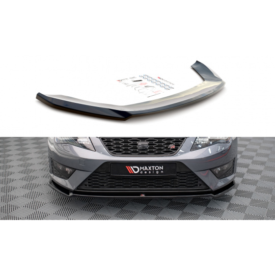 Maxton Design spoiler pod přední nárazník ver.2 pro Seat Leon Cupra Mk3, černý lesklý plast ABS