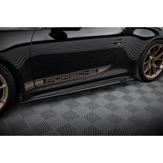 Maxton Design difuzory pod boční prahy pro Porsche 911 992 GT3, černý lesklý plast ABS