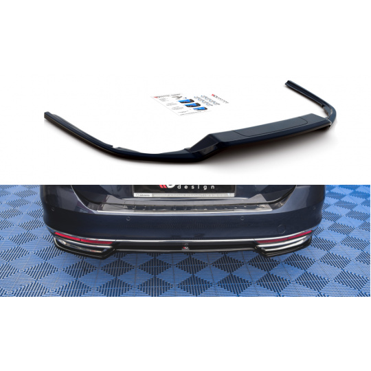 Maxton Design středový spoiler zadního nárazníku pro Volkswagen Passat Mk8 (B8), černý lesklý plast ABS