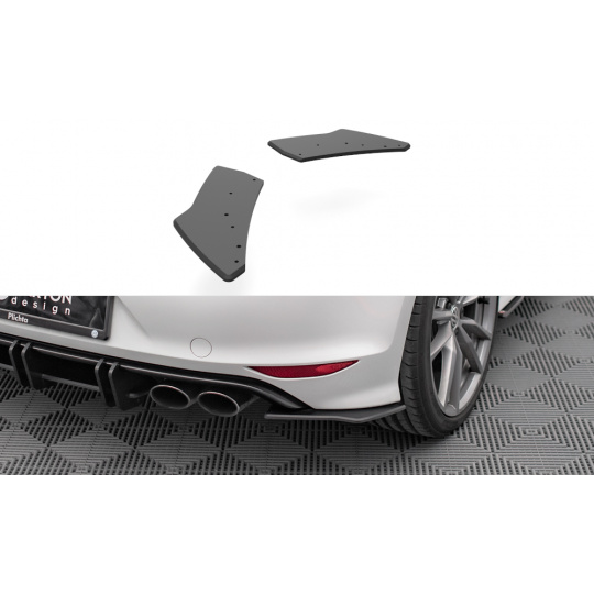 Maxton Design "Street Pro" boční difuzory pod zadní nárazník pro Volkswagen Golf R Mk7, plast ABS bez povrchové úpravy, s červenou linkou