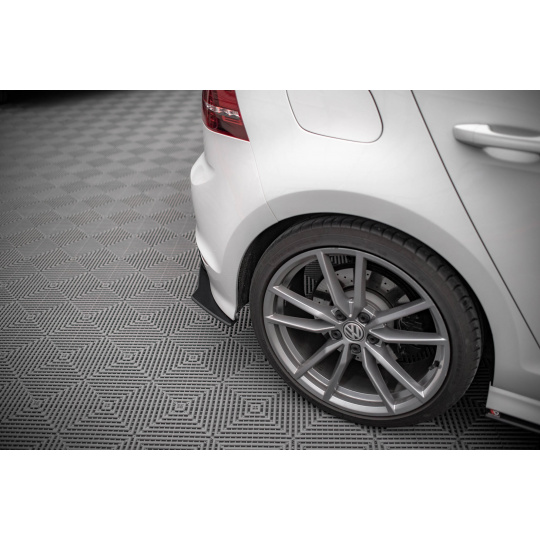 Maxton Design "Street Pro" boční difuzory pod zadní nárazník pro Volkswagen Golf R Mk7, plast ABS bez povrchové úpravy, s červenou linkou
