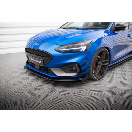 Maxton Design rohové spoilery pod přední nárazník pro Ford Focus ST Mk4, černý lesklý plast ABS