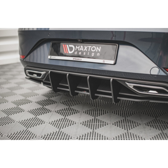 Maxton Design "Racing durability" difuzor pod zadní nárazník pro Seat Leon FR Mk4, plast ABS bez povrchové úpravy, s černou a červenou linkou