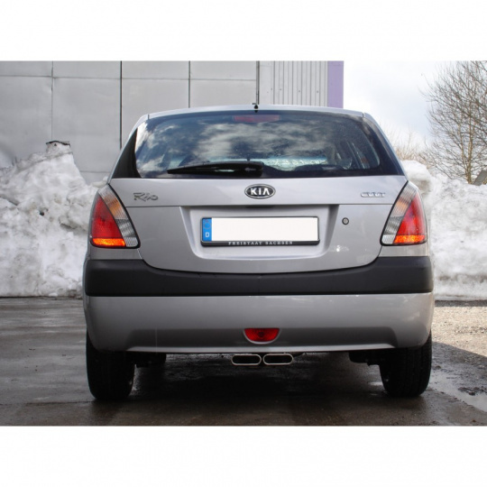 Fox Sportauspuff koncový tlumič výfuku s vývodem uprostřed s koncovkou 2x130x50 Typ 52 pro Kia Rio II s motorem 1.4, 1.5 D, 1.6