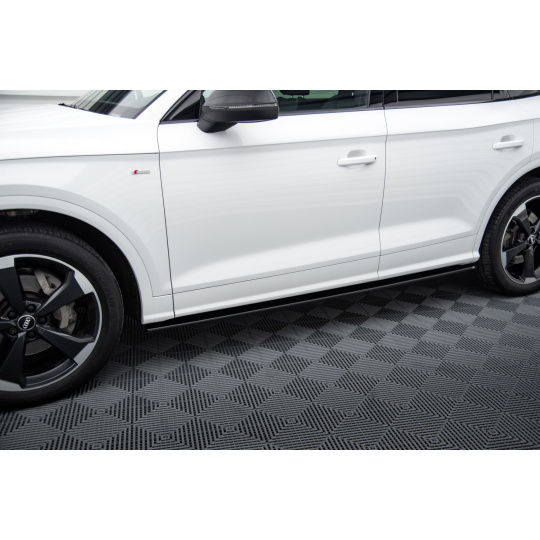 Maxton Design difuzory pod boční prahy pro Audi Q5 Mk2 S-Line, černý lesklý plast ABS