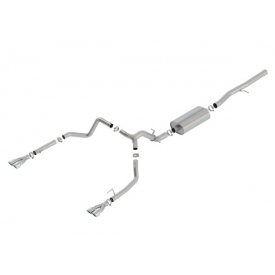 Borla Cat-Back výfukový systém "Touring" pro Chevrolet Silverado 1500 6,2l V8, s aut. převodovkou, 2WD/AWD, EC/SB, CC/SHB, 147" WB, r.v. 2019-2020