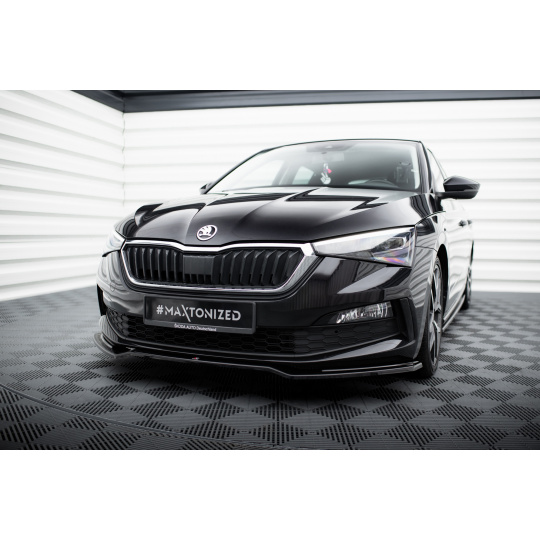 Maxton Design spoiler pod přední nárazník ver.2 pro Škoda Scala, černý lesklý plast ABS
