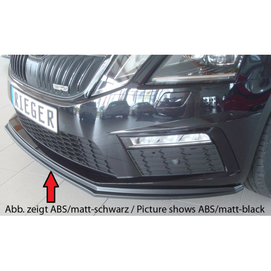 Rieger lipa pod přední nárazník pro Škoda Octavia RS 5E combi, sedan po faceliftu, 02/17-, plast ABS lakovaný do černé lesklé barvy