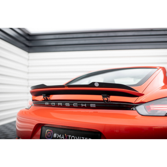 Maxton Design prodloužení spoileru pro Porsche Cayman 982c, černý lesklý plast ABS
