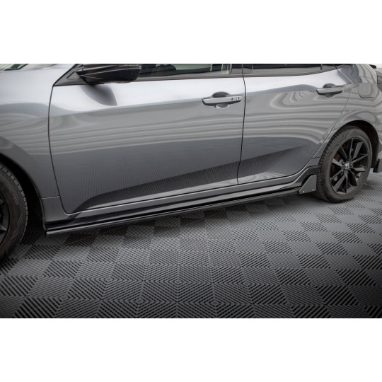 Maxton Design difuzory pod boční prahy s křidélky pro Honda Civic Mk10 Sport, černý lesklý plast ABS