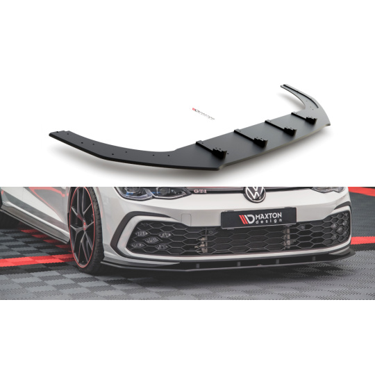 Maxton Design "Racing durability" spoiler pod přední nárazník pro Volkswagen Golf GTI Mk8, plast ABS bez povrchové úpravy, s červenou linkou