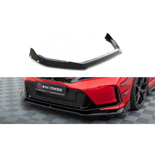 Maxton Design spoiler pod přední nárazník ver.1 s křidélky pro Honda Civic Mk11 Type-R, černý lesklý plast ABS