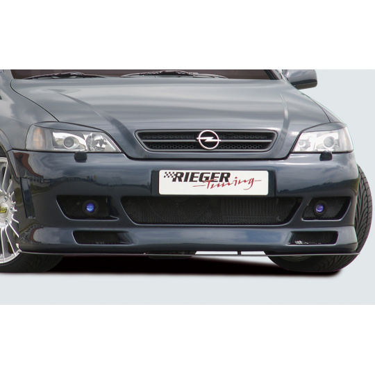 Rieger přední nárazník pro Opel Astra G 3-dvéř., 5-dvéř., cabrio, caravan, fastback, hatchback, kupé, notchback, plast ABS bez povrchové úpravy, s žebrováním, pro vozy s ostřikovači světlometů