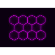 Kompletní LED hexagonové svítidlo růžové, rozměr: 11 elementů 336 x 238 cm