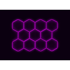 Kompletní LED hexagonové svítidlo růžové, rozměr: 11 elementů 336 x 238 cm Kompletní LED hexagonové svítidlo růžové, rozměr: 11 elementů 336 x 238 cm