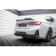 Maxton Design středový spoiler pod zadní nárazník s žebrováním v.1 pro BMW řada 3 G20 Facelift M340i, G21 Facelift M340i, černý lesklý plast ABS