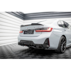 Maxton Design středový spoiler pod zadní nárazník s žebrováním v.1 pro BMW řada 3 G20 Facelift M340i, G21 Facelift M340i, černý lesklý plast ABS