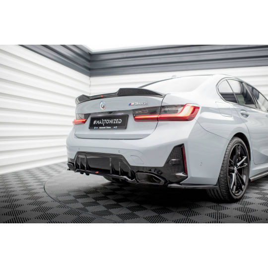 Maxton Design středový spoiler pod zadní nárazník s žebrováním v.1 pro BMW řada 3 G20 Facelift M340i, G21 Facelift M340i, černý lesklý plast ABS