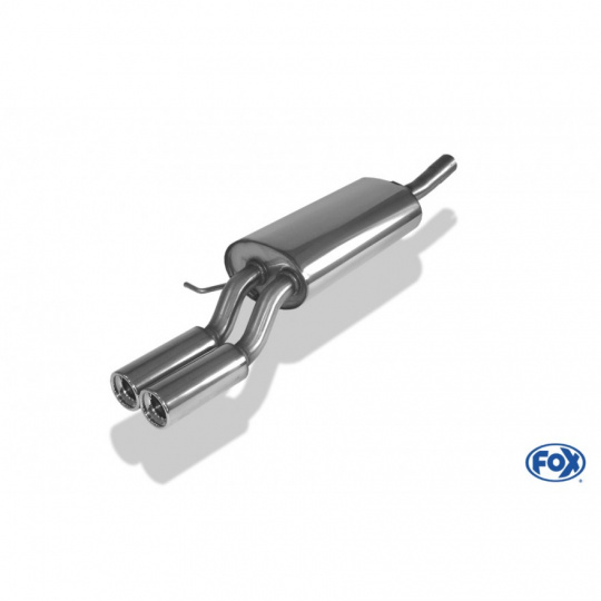 Fox Sportauspuff koncový tlumič výfuku s koncovkou 2x76 Typ 13 pro Audi A6 4B 1997-2005 s motorem 1.8, 1.8 T, 1.9 TDI, 2.0, 2.4, 2.5 TDI, 2.8, pro vozy bez výřezu v náraz.