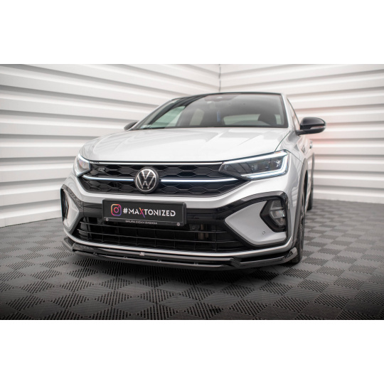 Maxton Design spoiler pod přední nárazník pro Volkswagen Taigo Mk1 R-Line, černý lesklý plast ABS