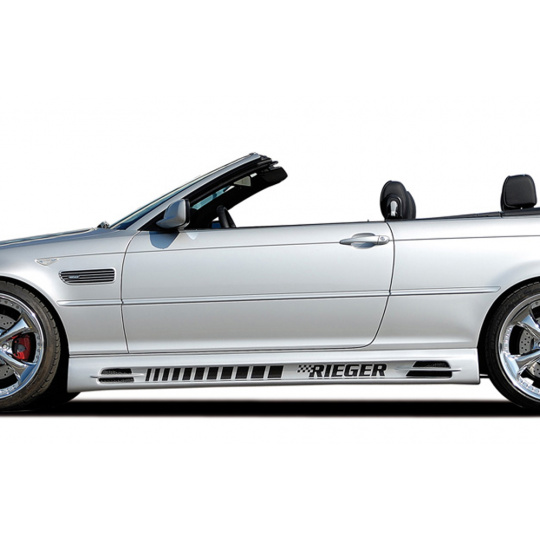 Rieger boční práh (185mm) mont. strana levá pro BMW řada 3 E46, E46 M3 compact, kabriolet, kupé, sedan vč. faceliftu, r.v. 02/02-, 02/98-12/01, 06/00-, plast ABS bez povrchové úpravy, s prolisem, s prolisem a dvěma výřezy