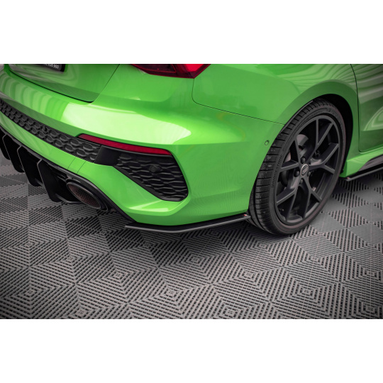 Maxton Design "Street Pro" boční difuzory pod zadní nárazník pro Audi RS3 8Y, plast ABS bez povrchové úpravy, Sedan, s červenou linkou