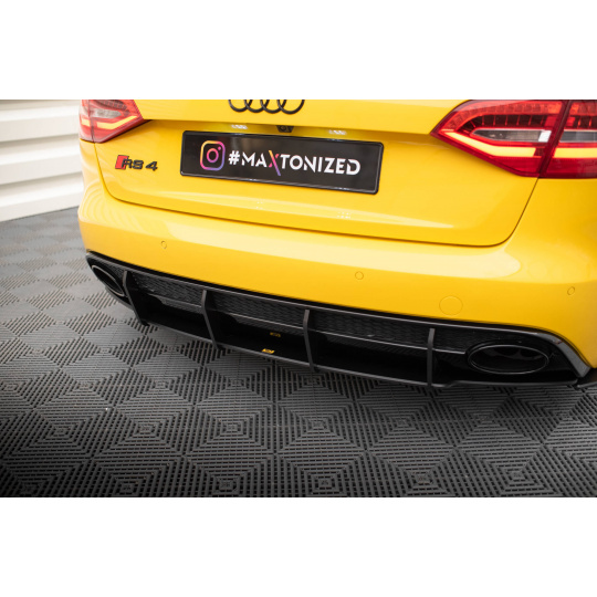 Maxton Design "Street Pro" difuzor zadního nárazníku pro Audi RS4 B8, plast ABS bez povrchové úpravy, s červenou linkou