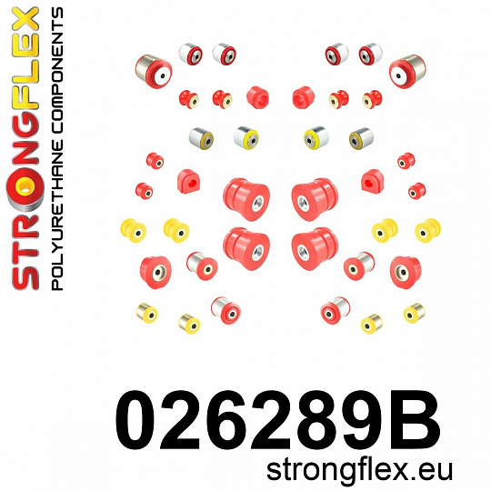 026289B: Strongflex Kompletní sada polyuretanových silentbloků pro zavěšení 026289B: Strongflex Kompletní sada polyuretanových silentbloků pro zavěšení