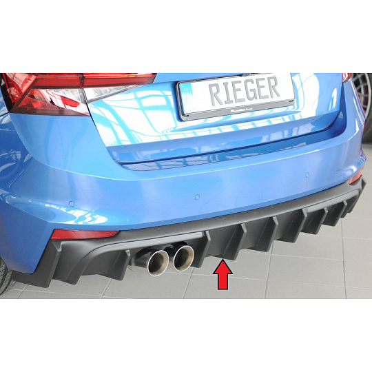 Rieger vložka zadního nárazníku pro orig. koncový tlumič výfuku pro Škoda Fabia PJ hatchback, 06/21-, plast ABS bez povrchové úpravy, mont. strana Rieger vložka zadního nárazníku pro orig. koncový tlumič výfuku pro Škoda Fabia PJ hatchback, 06/21-, plast ABS bez povrchové úpravy, mont. strana