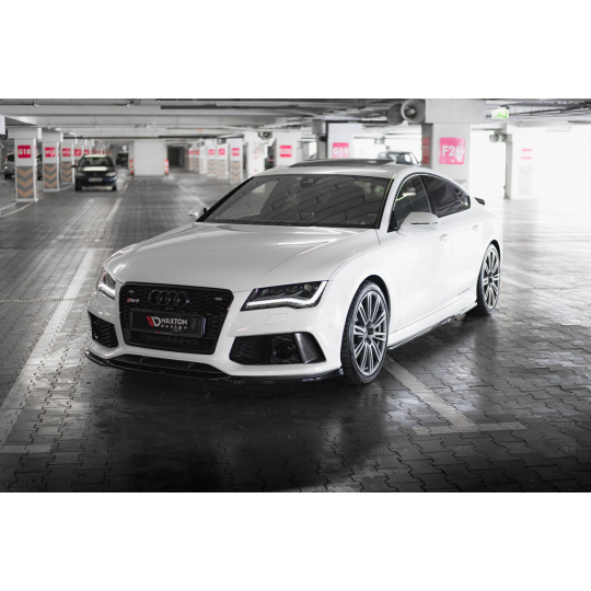 Maxton Design spoiler pod přední nárazník ver.4 pro Audi RS7 C7 FL, černý lesklý plast ABS