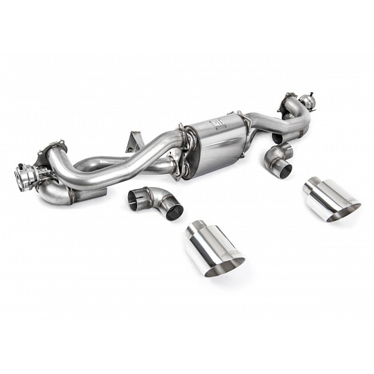 Milltek Sport výfukový systém OPF/GPF-Back pro Porsche Cayman 718 GT4 4.0 (s OPF/GPF - vyrobeno od února 2020) 2020-2024, GT-115 leštěné koncovky