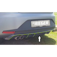 Rieger vložka zadního nárazníku pro Seat Leon FR 5F 3-dvéř. (sc), 5-dvéř. před faceliftem, plast ABS lakovaný do černé lesklé barvy, pro dvojitou koncovku vlevo