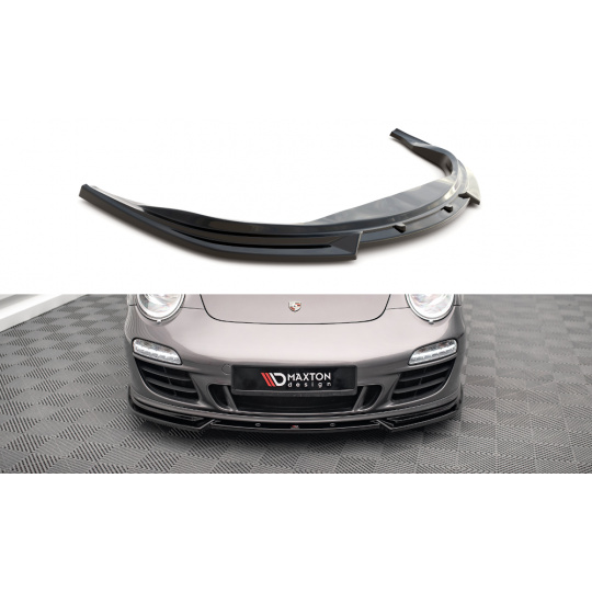 Maxton Design spoiler pod přední nárazník ver.2 pro Porsche 911 997 Carrera GTS Facelift, černý lesklý plast ABS