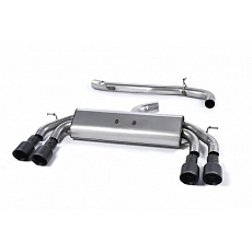 Milltek Sport výfukový systém cat-back Race systém bez rezonátoru a klapek (hlasitější) pro Audi S3 2.0 TFSI quattro Sportback 8V/8V.2 (bez GPF) 2013-2018, dvojité, kulaté, typ koncovek: GT-100 černé