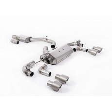 Milltek Sport výfukový systém cat-back 80mm / 3.15" Race s klapkami - s rezonátorem pro Volkswagen Golf Mk7.5 R 2.0 TSI 300PS (s GPF) - 80mm Race Systems 2019-2022, typ koncovek: GT-100 titanové