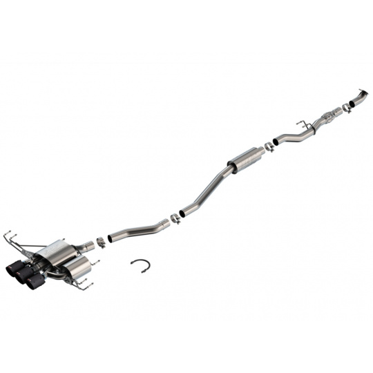 Borla Cat-Back výfukový systém "S-Type" pro Honda Civic Type R, 2,0L Turbo, manual, FWD, 4-dveř., r.v. 2023-2024, typ koncovek: karbonové