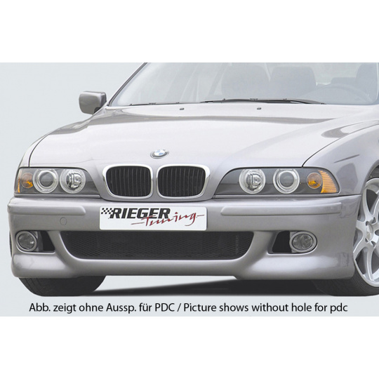 Rieger přední nárazník pro BMW řada 5 E39 sedan, touring, plast ABS bez povrchové úpravy, s držáky originálních mlhových světlometů, pro vozy s parkovacím asistentem (PDC)