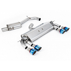 Milltek Sport homologovaný výfuk cat-back s rezonátorem (tišší) pro Volkswagen Golf MK7 R 2.0 TSI 300PS (ECE schválení, 76.2mm vedení) 2014-2016, typ koncovek: GT-100 titanové modré