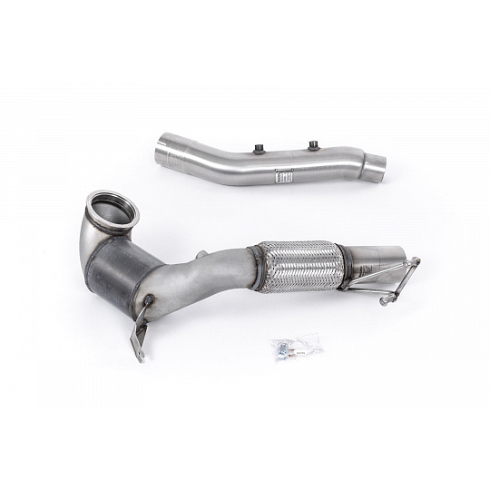Milltek Sport downpipe a Hi-Flow sportovní katalyzátor 94mm / 3.7" ID Turbo Outlet do 80mm / 3.15" Downpipe s 200CPSI Race Cat pro Volkswagen Golf Mk8 GTi (245ps bez GPF / NA modely) 2021-2024, pouze pro OE Cat Back systém