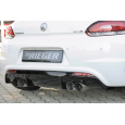 Rieger vložka zadního nárazníku pro R-Line zadní nárazník pro Volkswagen Scirocco 3 13 2-dvéř. vč. faceliftu, plast ABS lakovaný do černé lesklé barvy, pro dvojité koncovky na obou stranách 4x90 mm