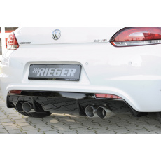 Rieger vložka zadního nárazníku pro R-Line zadní nárazník pro Volkswagen Scirocco 3 13 2-dvéř. vč. faceliftu, plast ABS lakovaný do černé lesklé barvy, pro dvojité koncovky na obou stranách 4x90 mm