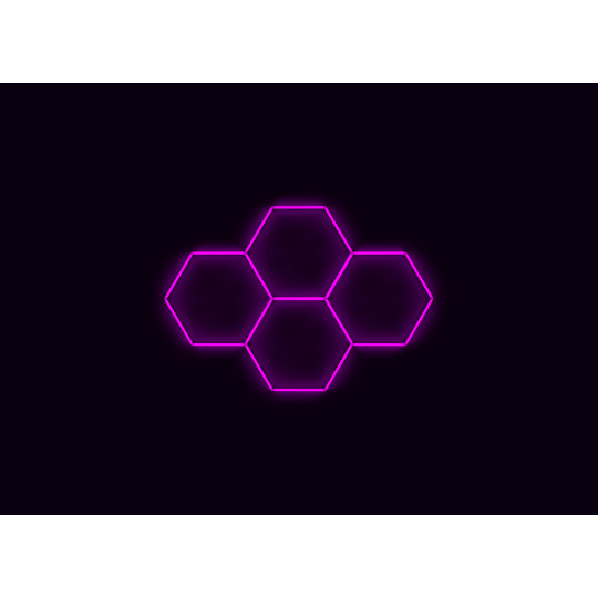 Kompletní LED hexagonové svítidlo růžové, rozměr: 4 elementy 241 x 168 cm